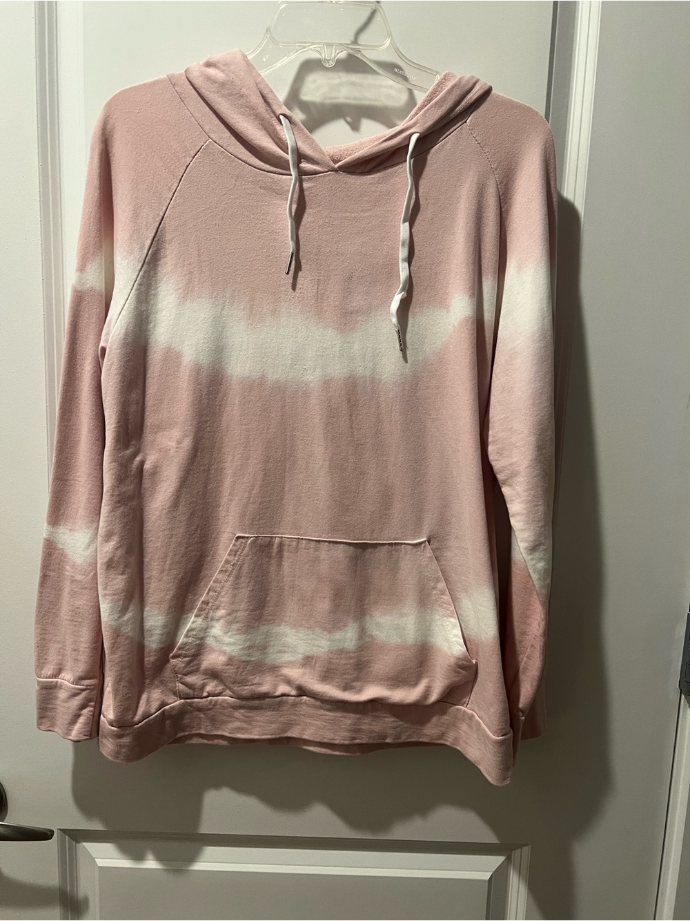 Light Pink Tie-Dye Hooded Pullover Sweatshirt